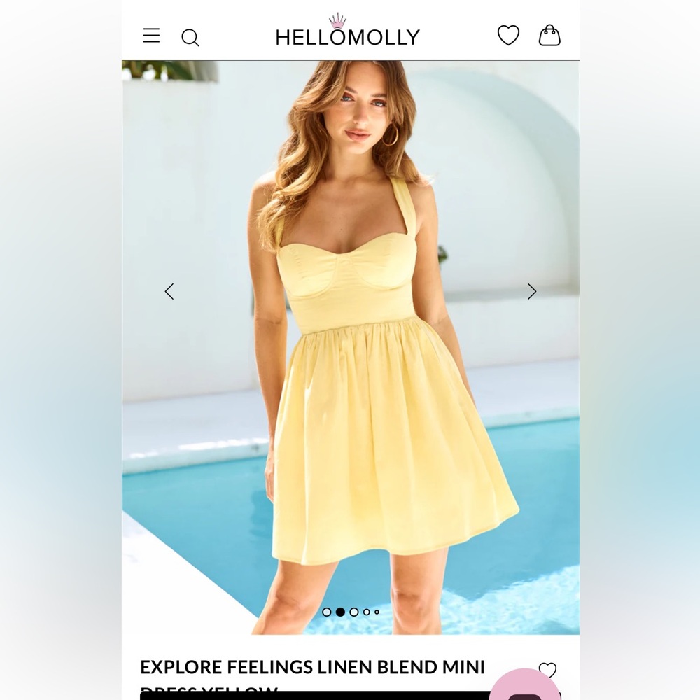 Hello Molly Sunny Yellow EXPLORE FEELINGS LINEN BLEND MINI DRESS